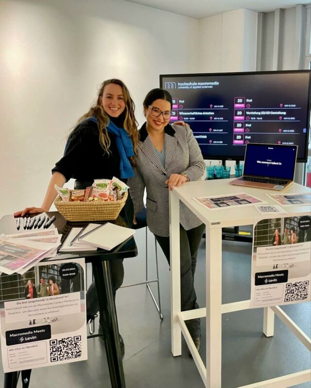 Levin on campus 🏫

Nadia and Celina from our Hamburg office visited Hochshule Macromedia University today at their vibrant Hamburg campus, to discuss all things graduate jobs!

Thanks for having us 🚀